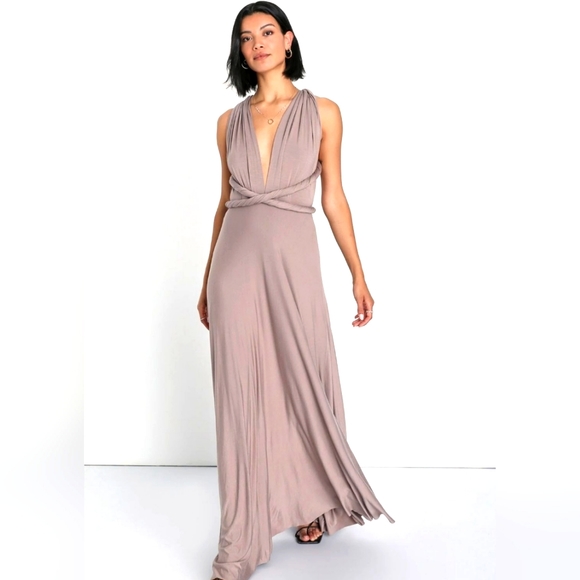 Lulus Dresses & Skirts - Lulus Taupe ( Tan ) Maxi Wrap Dress Size M NWOT'S